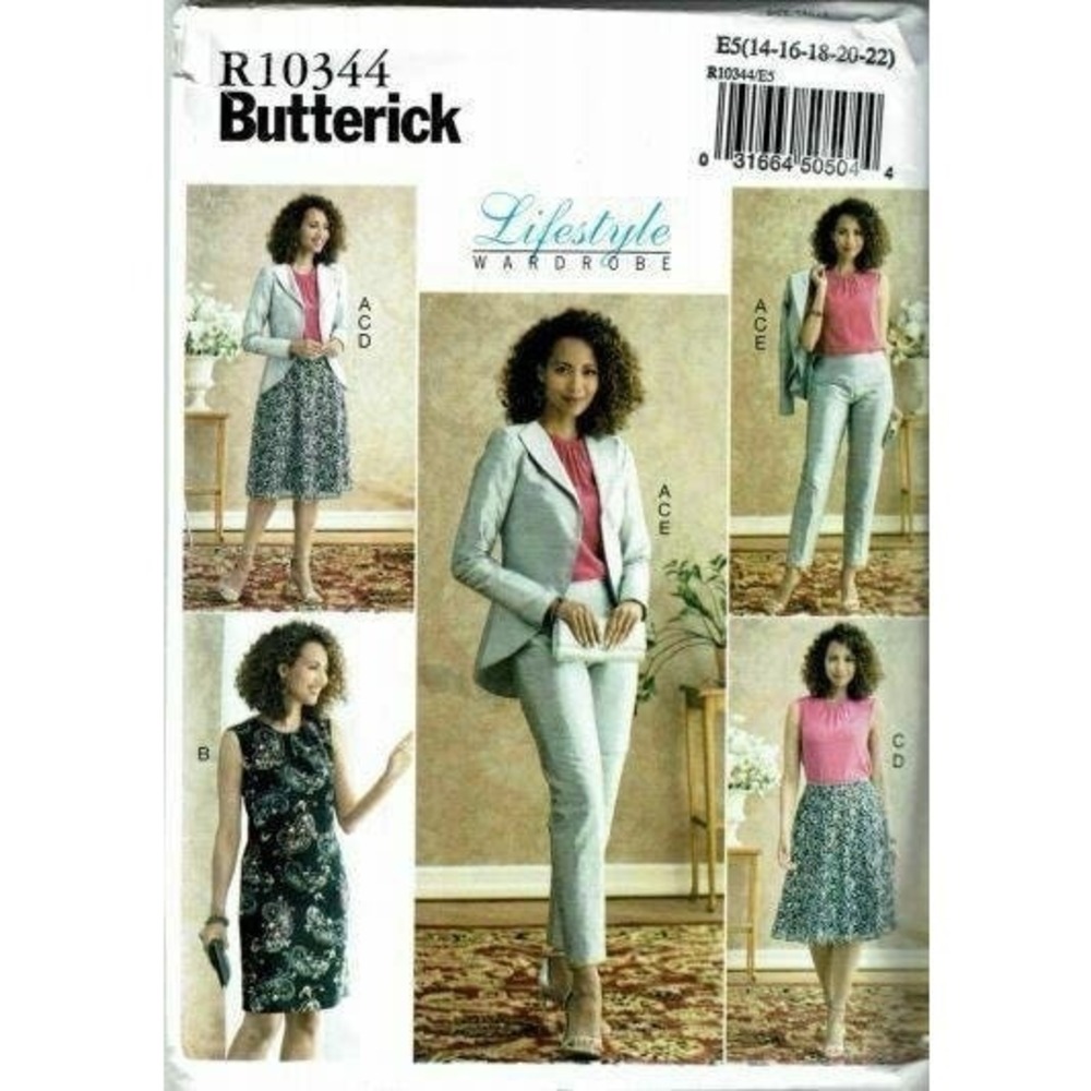 Butterick Sewing Pattern Misses 14-22 R10344 Jacket Dress Top Skirt Pants